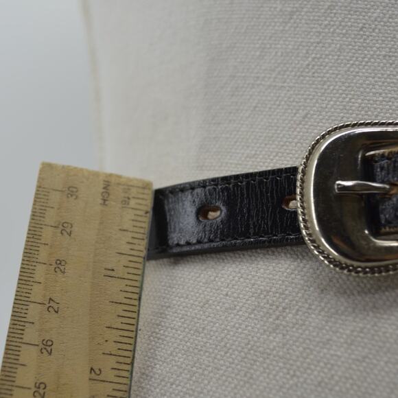 Skinny Leather Belt Western Black Red White Rodeo Cowgirl M - Picture 9 of 11